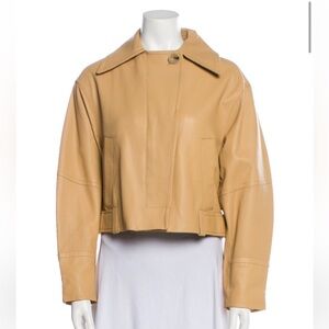 Vince cropped lamb leather flight jacket